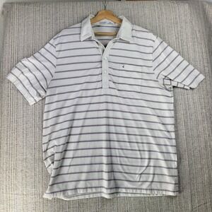 Criquet Polo Shirt‎ Mens 2XL White Purple Striped Golf Pocket Classic Casual XXL